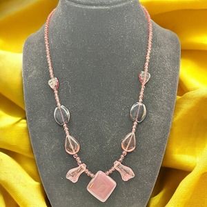 Purple Sea Glass Beaded Different Shapes Necklace!